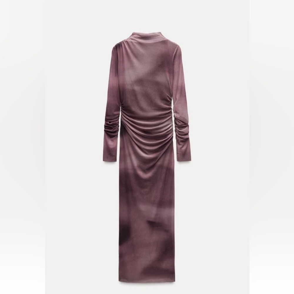 Zara Women's Sz Medium Purple Ombre Mesh Long Sleeve Dress